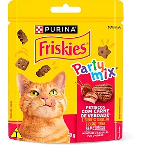 Petisco Purina Friskies Party Mix para Gatos Adultos Sabor Carne