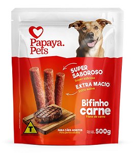 Bifinho Palito Papaya Pets para Cães Sabor Carne 500g