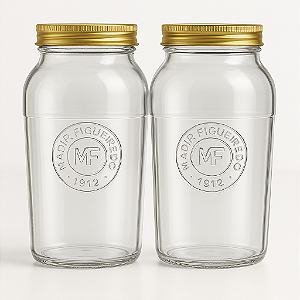 Kit 2 Potes De Vidro Americano Vintage Retro 1,5l Nadir