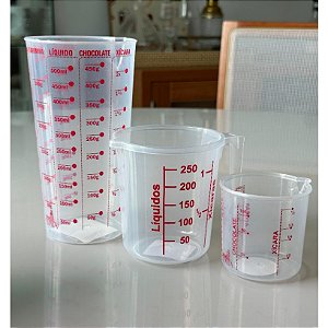 Kit 3 Copos Medidor Bico Dosador Medida 500ml / 400ml / 100ml