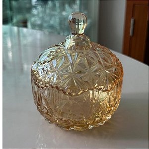 Bomboniere Baleiro De Vidro Ambar Cristal Gold Romenia Gold 250ml