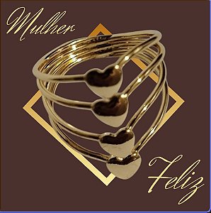 Anel Corações em Camadas – Dourado