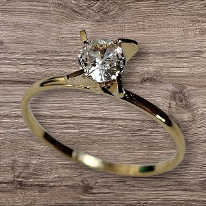 Anel Solitário com Pedra Zircônia Lapidada