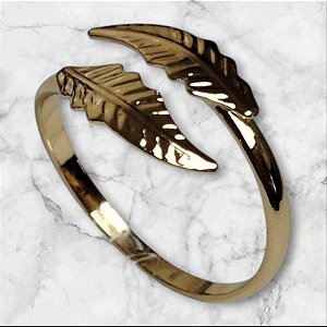 Anel Falange Dourado Folhas Radiantes