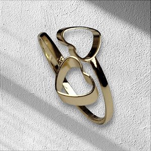 Anel Coração Vazado (levemente ajustavel)