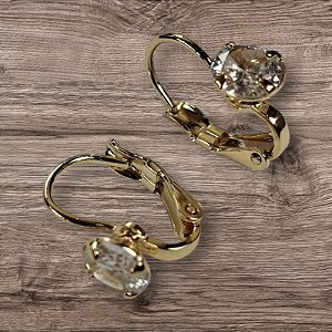 Brinco Argolinha Dourada Solitário Zircônia Cristal