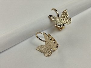 Brinco Borboleta Cravejada Prateada Luxo