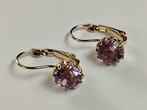 Brinco Delicado Dourado Ametista Radiante