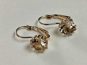 Brinco Delicado Dourado Ametista Transparente Radiante