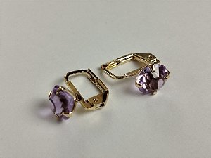 Brinco Delicado Dourado Ametista Radiante
