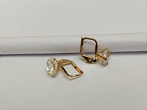 Brinco Delicado Dourado Ametista Transparente Radiante