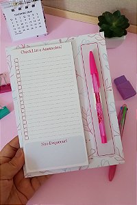 Prancheta A5 Caneta com Bloco de Anotações e CheckList Personalizada