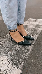 SLINGBACK SALTO FINO VERNIZ WETTING PRETO