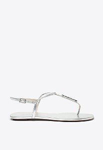 SCHUTZ SANDÁLIA RASTEIRA CRYSTAL  LOGO PRATA
