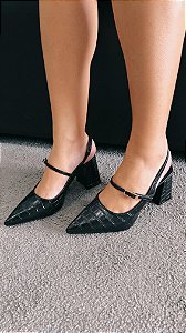 VIA MARTE SLINGBACK CROCO CAIMAN PRETO