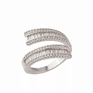 Anel duas pontas rodio