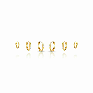 Brinco Trio de Argolas fecho click