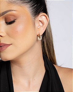 Brinco de argola Pingente Quadrado