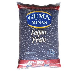 Feijão preto,Gema de Minas, pacote de 1 kg.