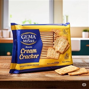 Biscoito Cream Cracker Gema de Minas pacote com 350g.
