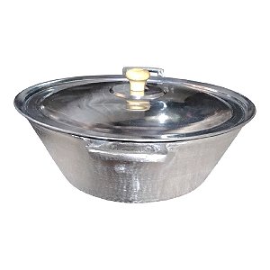 Caçarola de alumínio batido, volume 5 litros, com tampa leve de alumínio