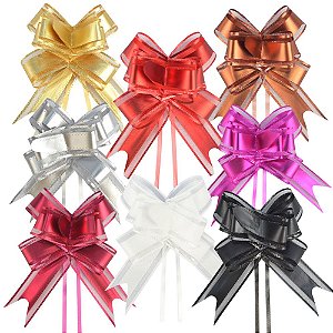 Laço Fácil de Organza com Poliéster 50mmx74cm Pacote com 100 unidades Varias Cores