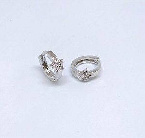 BRINCO ARGOLINHA C ESTRELA C ZIRC RODIO BRANCO - BRP011