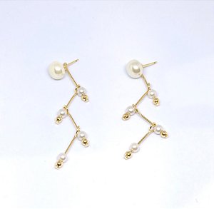 BRINCO C ESFERAS  PEROLAS BANH OURO 18K - EB951