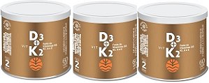 Vitamina D3 + Vitamina K2 - Kit com 3 Unidades de 60 Cápsulas