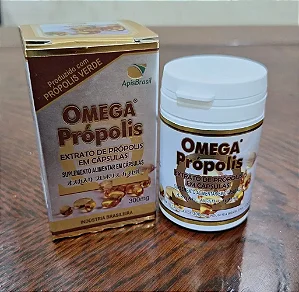Ômega Própolis - Suplemento Alimentar em Cápsulas com 300mg de Extrato de Própolis Verde