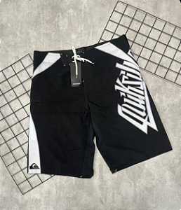Bermuda Elastano Quiksilver Preta e Cinza - BQ003