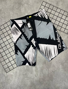 Bermuda Elastano Quiksilver Preta e Cinza - BQ002