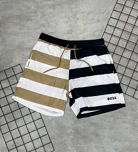 Bermuda Hugo Boss Preto | Branco | Dourado - BG046