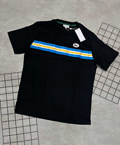 Camiseta Peruana Lacoste Preto | Azul | Amarelo - CP100