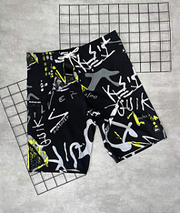 Bermuda Elastano Quiksilver Preto | Amarelo | Branco - BQ004