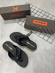 Chinelo Kenner Preto | Dourado - CHK007