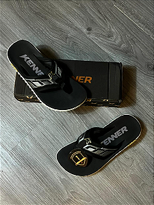 Chinelo Kenner Kivah Preto | Creme - CHK015