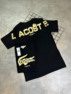 Camiseta Peruana Lacoste Preto | Dourado - CP009