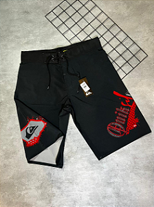 Bermuda Elastano Quiksilver Preto | Vermelho - BQ001