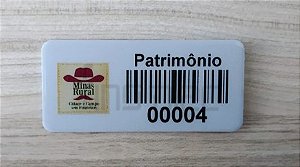1000 Etiqueta de Patrimônio em Alumínio 45x15mm