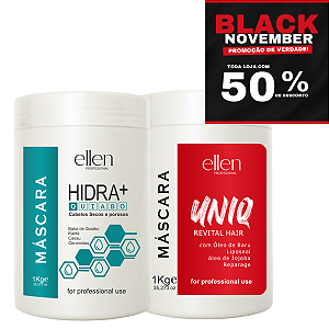 Combo Profissional - Hidratação profunda - Nutrição intensa - Fios nutridos, macios, brilhantes e resistentes - 2kg.