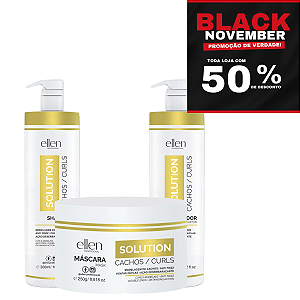 Kit Série Solution Pró-Cachos ellen Professional - hidratação intensa, definição e controle duradouro da forma - 850g.