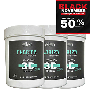 Combo Máscara Botox Orgânico Ellen Professional - Efeito Liso, Restaura e Dá Brilho - 3kg