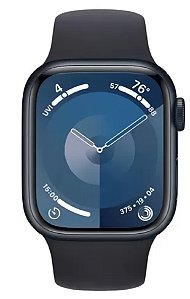 Apple Watch Series 9 GPS • Caixa meia-noite de alumínio – 41 mm • Pulseira esportiva meia-noite –