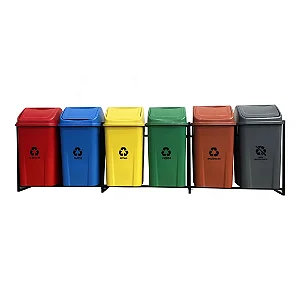 Conjunto Coleta Seletiva Dutra Plásticos 100L com 6 Lixeiras
