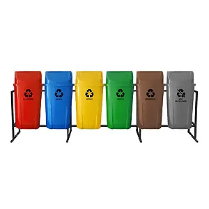 Conjunto Coleta Seletiva Dutra Plásticos  60LKit com 6 Lixeiras