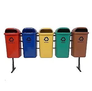 Conjunto Coleta Seletiva Dutra Plásticos  50 Litros  com 5 Lixeiras