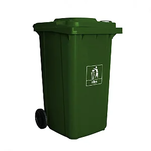 Coletora Plástica Com Rodas - 240  Litros - Verde- Mod. Europeu - Nobre