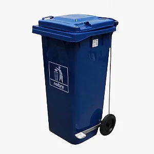Coletora Plástica c/ Pedal e Rodas  – 120l – Azul – Mod. Europeu – Nobre