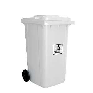 Coletora Plástica c/ Rodas - 120l - Branca- Mod. Europeu - Nobre